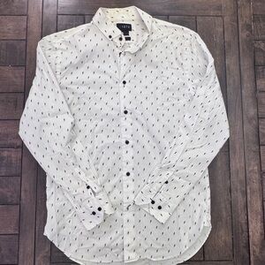 1670 White Lightening Bolts Men’s Long Sleeve Button Shirt 15 1/2 Slim 32/33